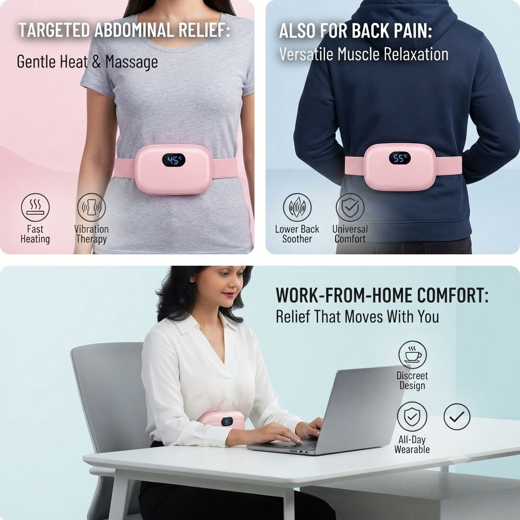 Smart Electric Heating Pad & Period Cramp Massager – Portable Waist Heat Belt